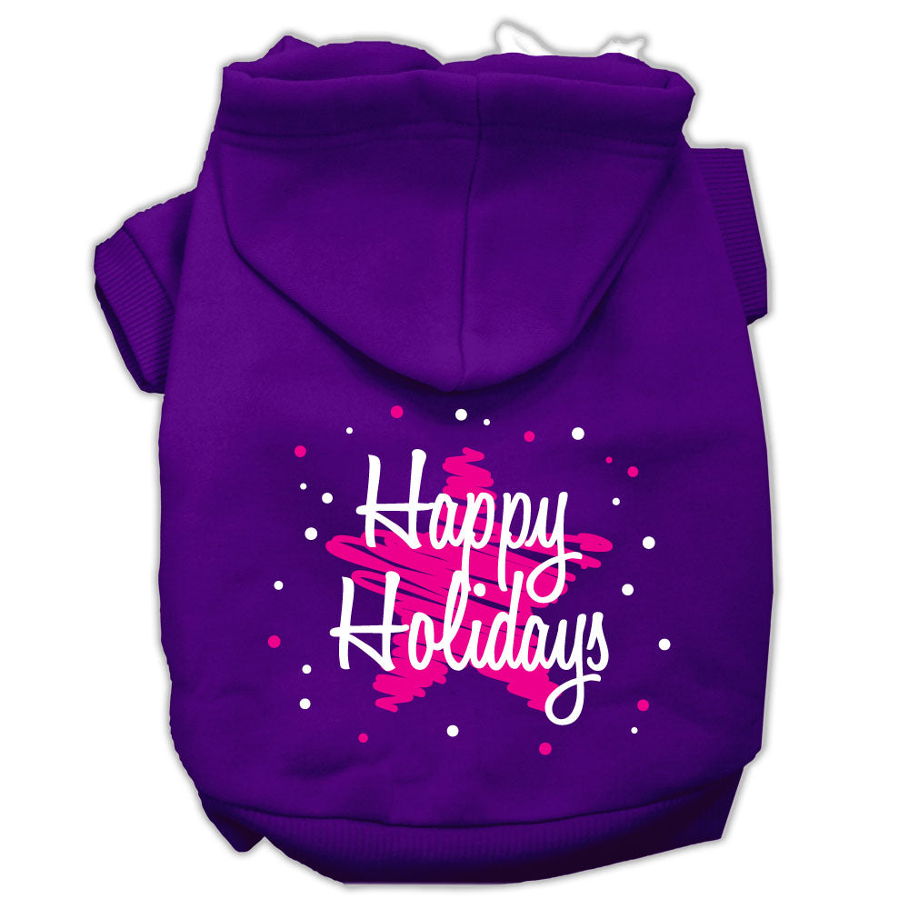 Christmas Pet Dog & Cat Hoodie Screen Printed, "Scribble Happy Holidays"