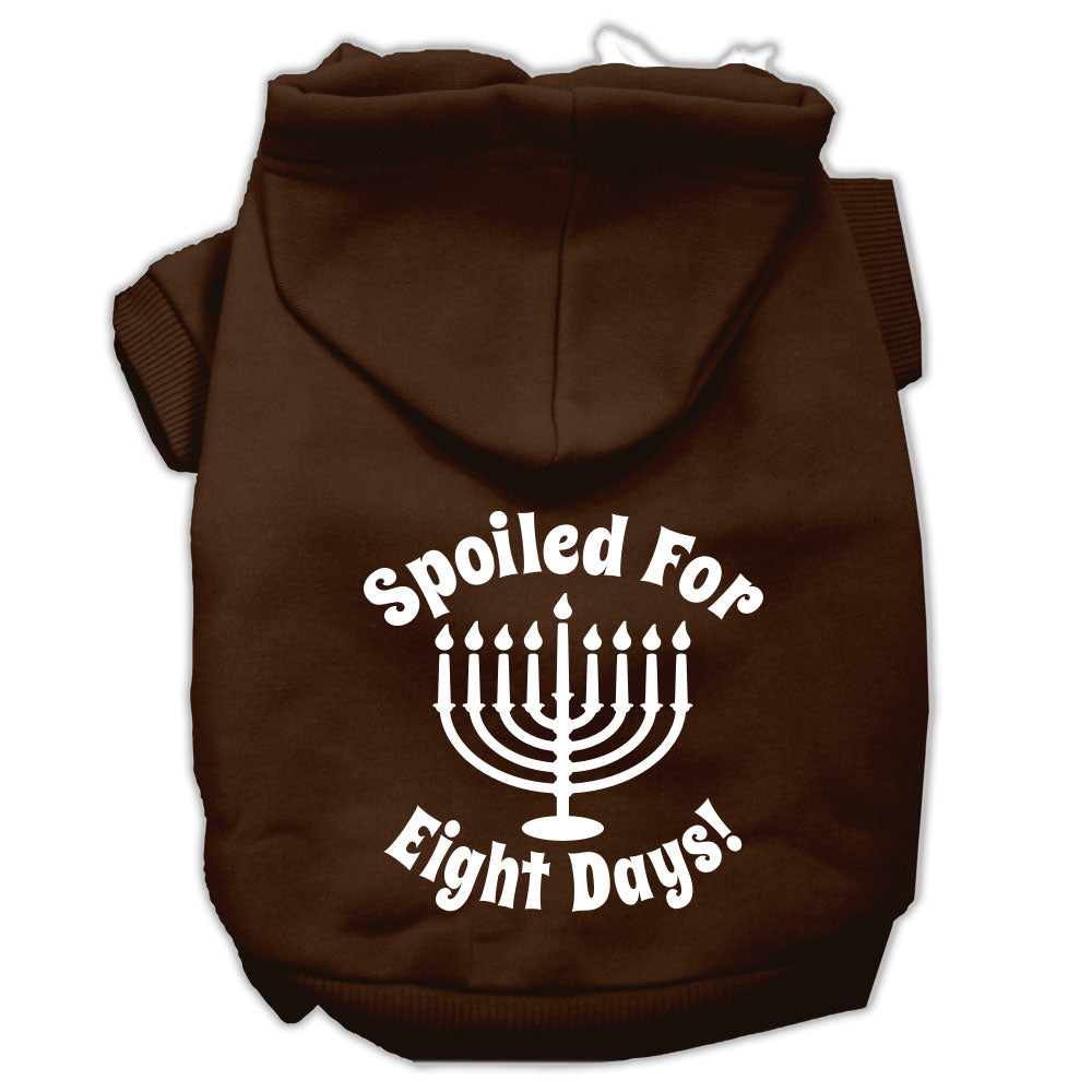 Sudadera con capucha para perros y gatos de Hanukkah con serigrafía que dice "Mimados durante ocho días"