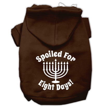 Sudadera con capucha para perros y gatos de Hanukkah con serigrafía que dice "Mimados durante ocho días"