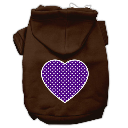 Pet Dog & Cat Hoodie Screen Printed, "Purple Swiss Dots Heart"