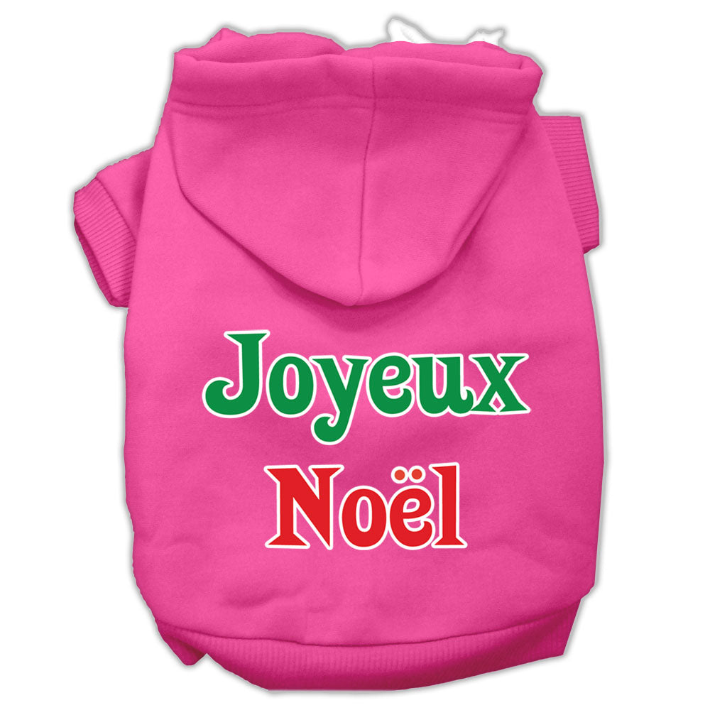 Christmas Pet Dog & Cat Hoodie Screen Printed, "Joyeux Noel"