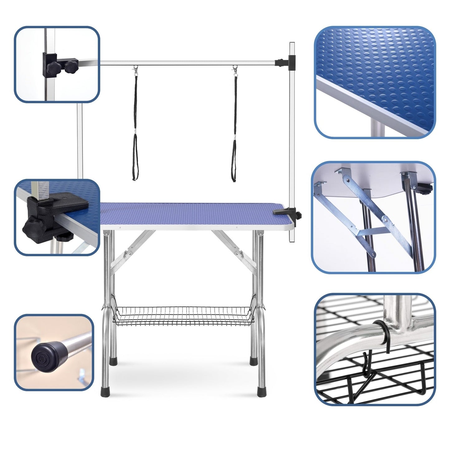 Professional Dog Pet Grooming Table Large Adjustable Heavy Duty Portable W/Arm & Noose & Mesh Tray