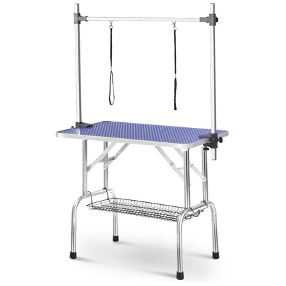 Professional Dog Pet Grooming Table Large Adjustable Heavy Duty Portable W/Arm & Noose & Mesh Tray