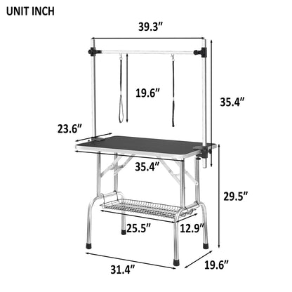 Professional Dog Pet Grooming Table Large Adjustable Heavy Duty Portable W/Arm & Noose & Mesh Tray