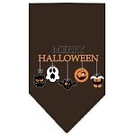 Bandana de Halloween para mascotas y perros serigrafiada con la frase "Feliz Halloween"