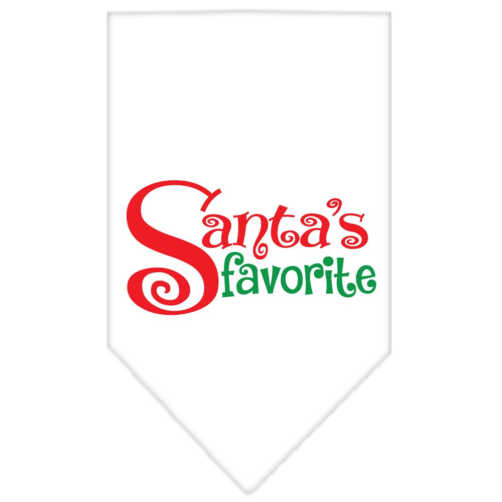 Bandana navideña para mascotas y perros serigrafiada con la frase "Santa's Favorite"