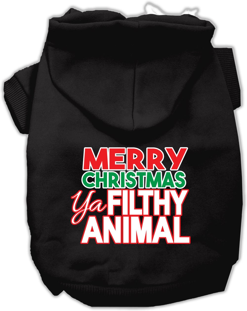 Christmas Pet Dog & Cat Hoodie Screen Printed, "Merry Christmas Ya Filthy Animal"