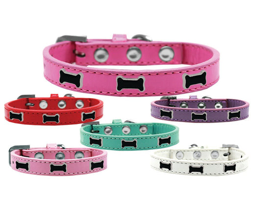 Collar de moda para perros, cachorros y mascotas, "hueso negro"