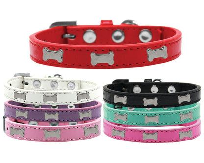 Collar de moda para perros, cachorros y mascotas, "hueso plateado"