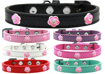 Collar de moda para perros, cachorros y mascotas, "Rosas rosadas brillantes"