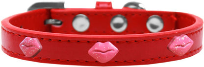 Collar de moda para perros, cachorros y mascotas, "Labios con purpurina rosa"