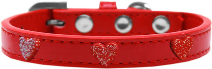 Collar de moda para perros, cachorros y mascotas, "Corazón con purpurina roja"