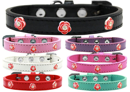 Collar de moda para perros, cachorros y mascotas, "Rosas rojas"