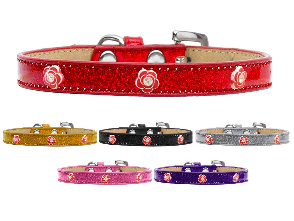 Collar para perros, cachorros y mascotas con diseño de helado, "Rosas rojas"