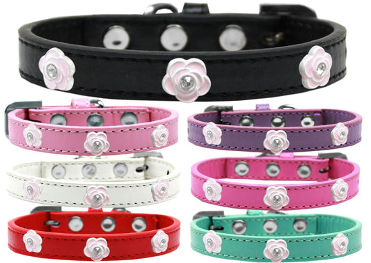 Collar Widget para perros, cachorros y mascotas, "Rosas rosa claro"