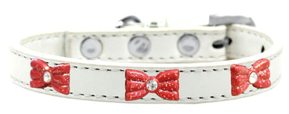 Collar de moda para perros, cachorros y mascotas, "Lazo de purpurina roja"