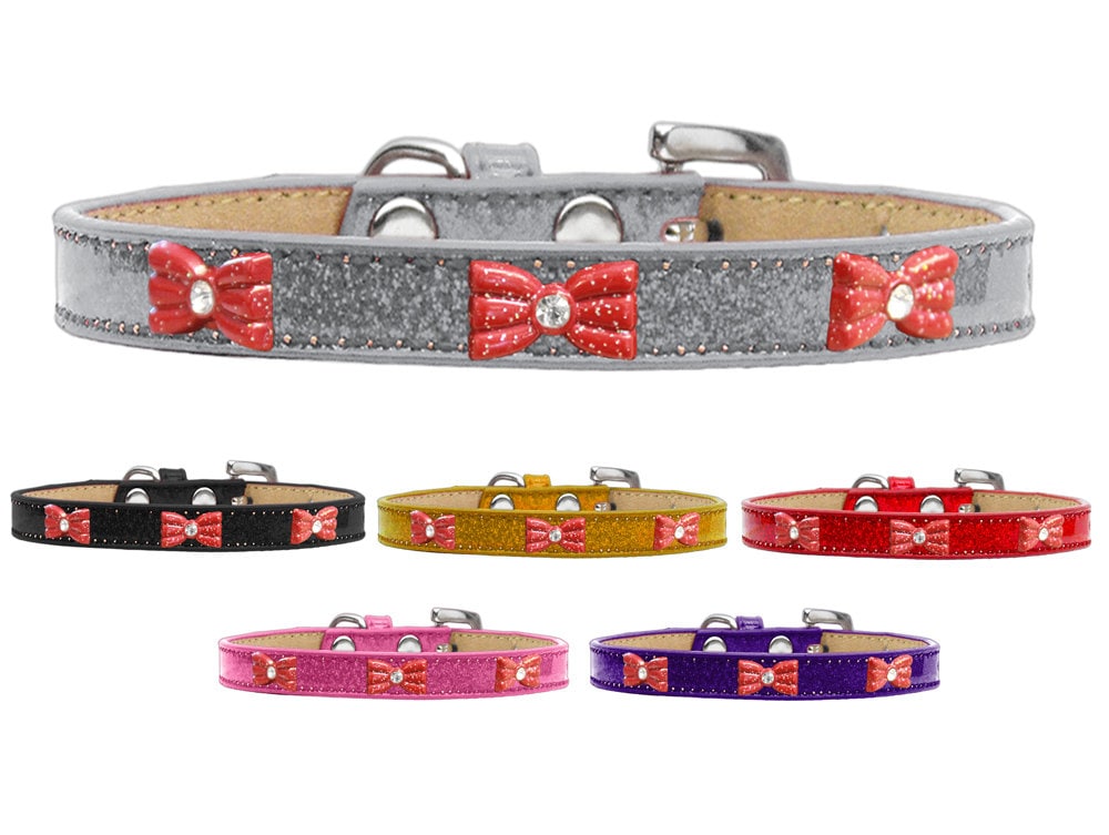 Collar con forma de helado para perros, cachorros y mascotas, "lazo rojo brillante"