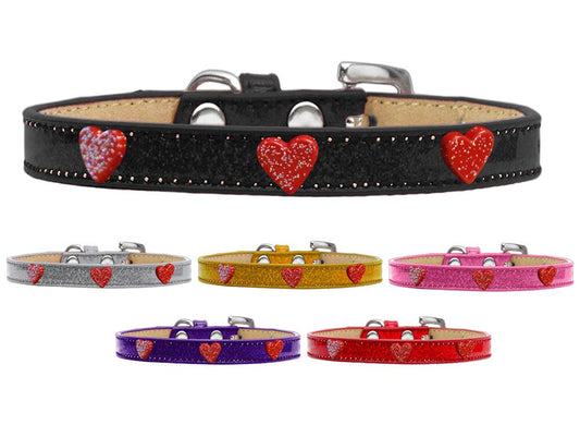 Collar con forma de helado para perros, cachorros y mascotas, "corazón rojo brillante"