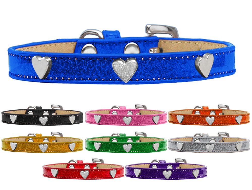 Collar con forma de helado para perros, cachorros y mascotas, "corazón plateado"