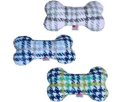 Juguete de peluche para perro y mascota en forma de hueso de 6", "Classic Plaids Group" (¡Disponible en 3 opciones de colores diferentes!)