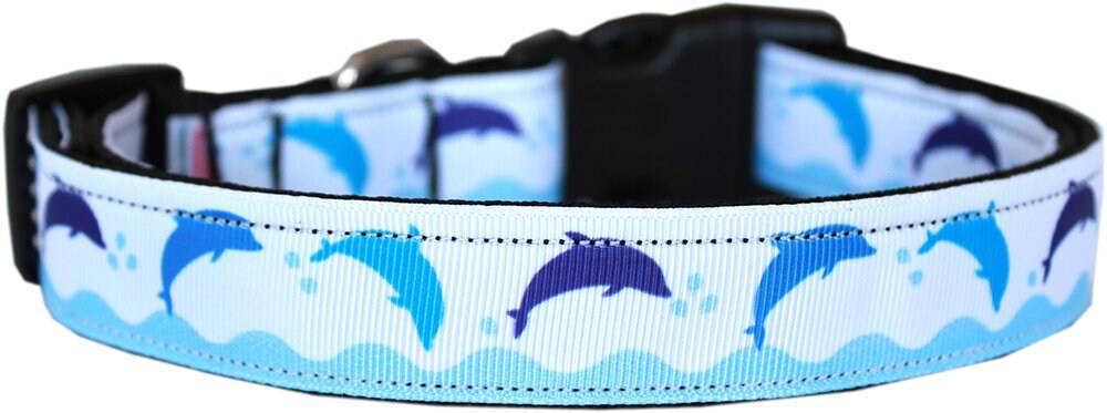 Collar o correa de nailon para perros y gatos, "Blue Dolphins"