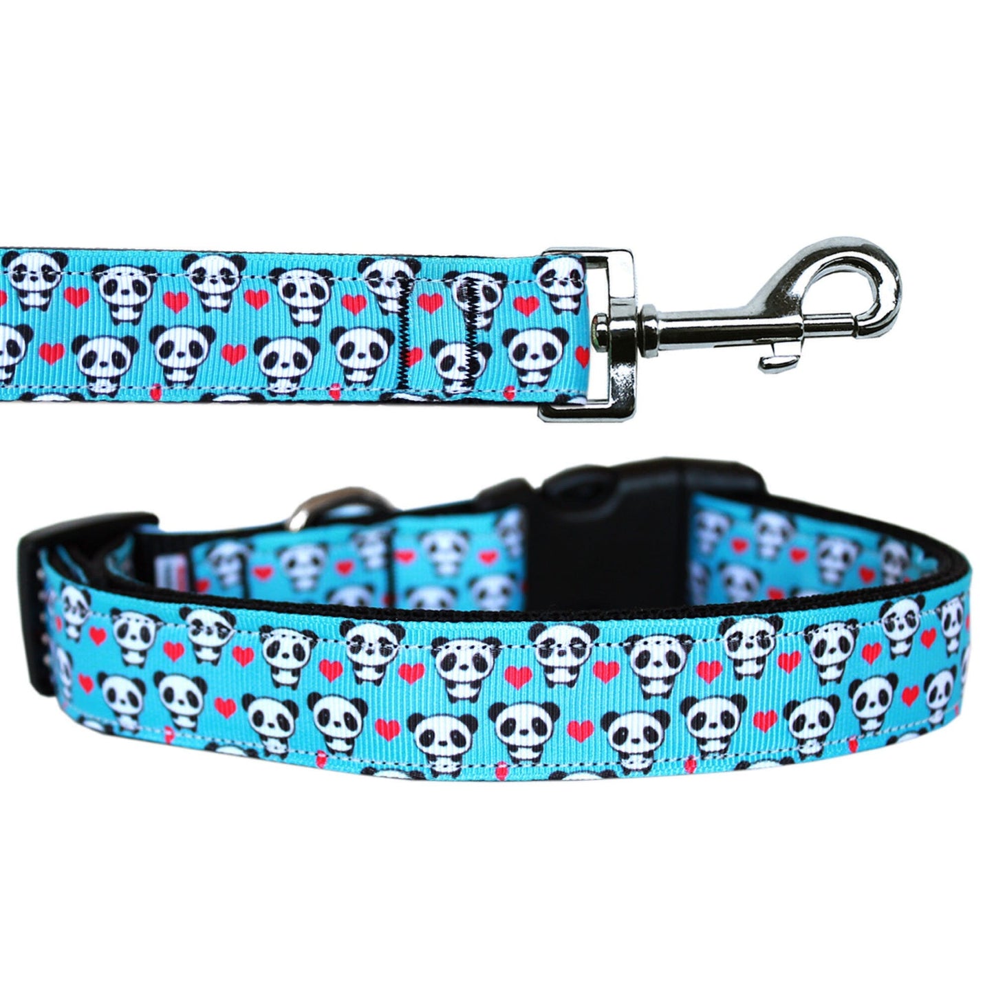 Collar o correa de nailon para perros y gatos, "Panda Love"