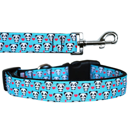 Collar o correa de nailon para perros y gatos, "Panda Love"