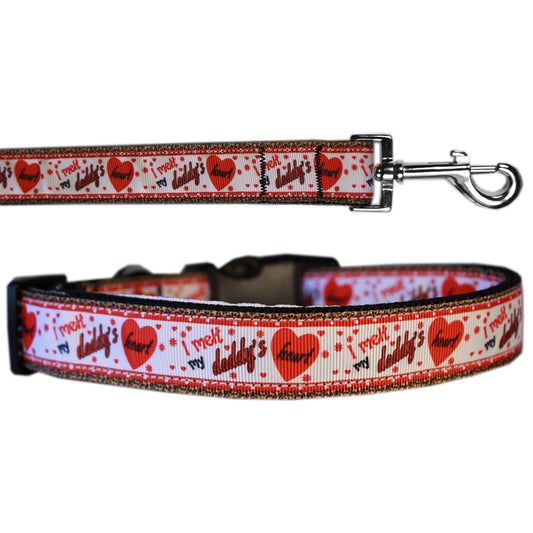 Pet Dog & Cat Nylon Collar or Leash, "Melt Daddy's Heart"