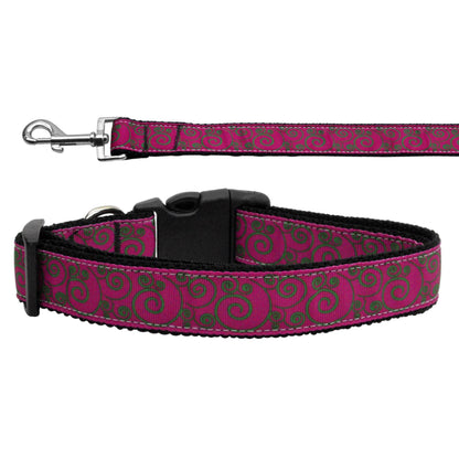 Collar o correa de nailon para perros y gatos, "Rosa y verde lima"