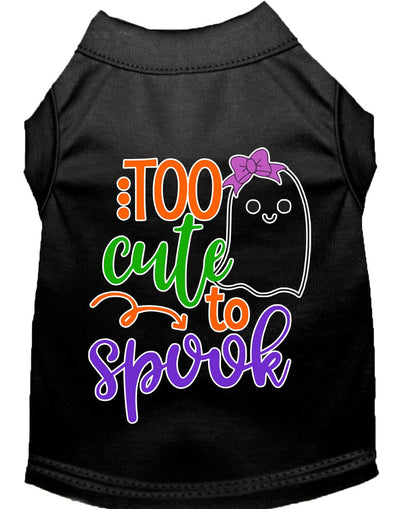 Halloween Pet Dog & Cat Shirt Screen Printed, "Too Cute To Spook - Girly Ghost"