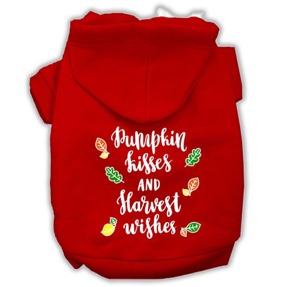 Sudadera con capucha para mascotas, perros y gatos serigrafiada con el texto "Pumpkin Kisses &amp; Harvest Wishes"