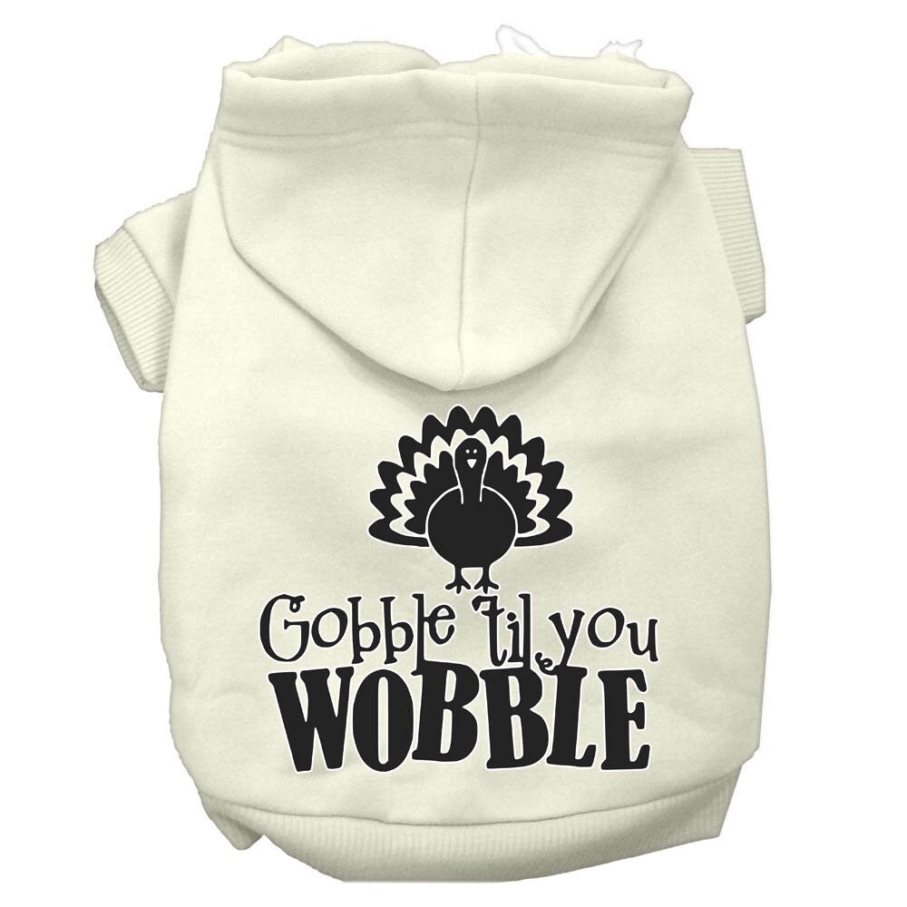 Sudadera con capucha para mascotas, perros y gatos del Día de Acción de Gracias serigrafiada con la frase "Gobble 'Til You Wobble"