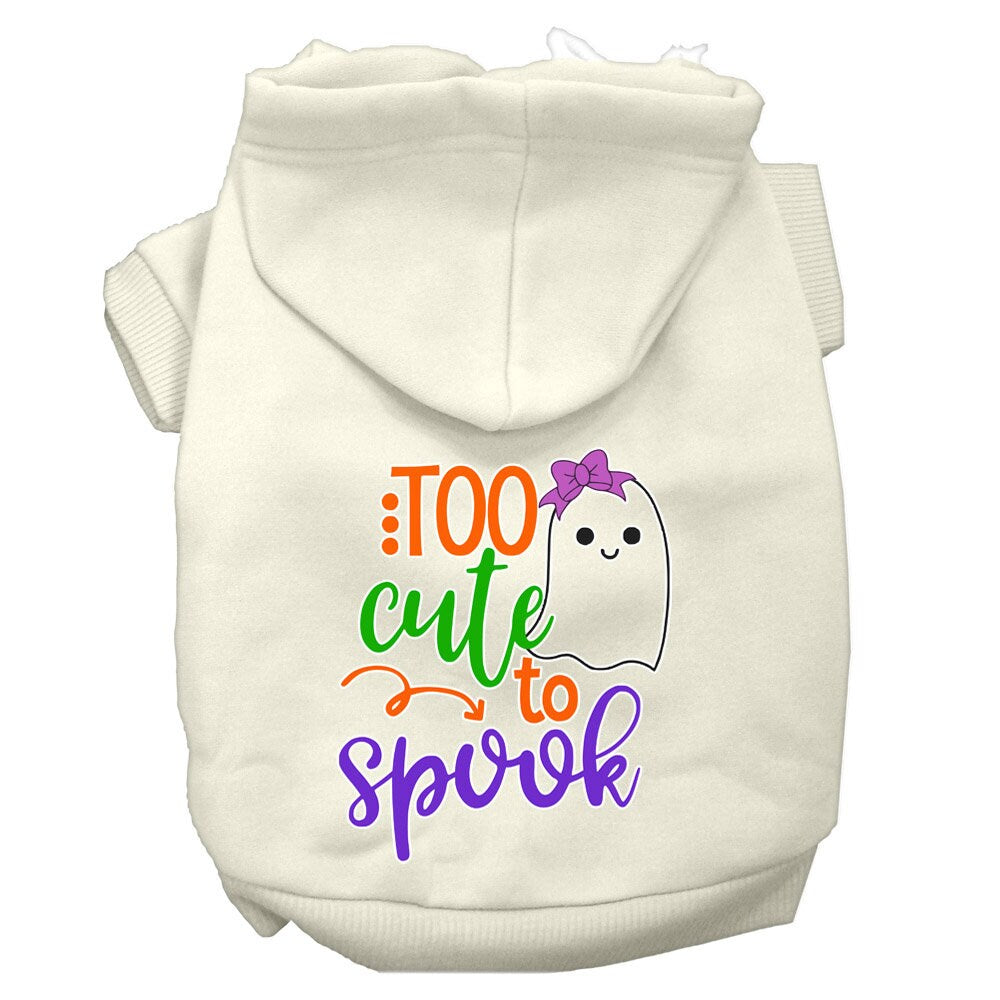 Sudadera con capucha para Halloween para mascotas, perros y gatos con serigrafía "Too Cute To Spook Girly Ghost"