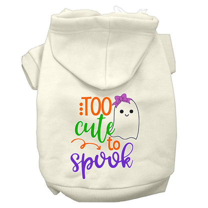 Halloween Pet, Dog & Cat Hoodie Screen Printed, "Too Cute To Spook Girly Ghost"