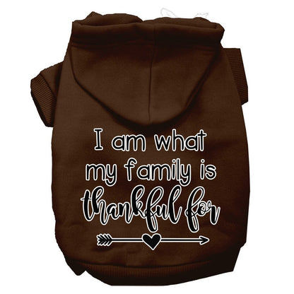 Thanksgiving Pet, Dog and Cat Hoodie Screen Printed, "I Am What My Family Is Thankful For"