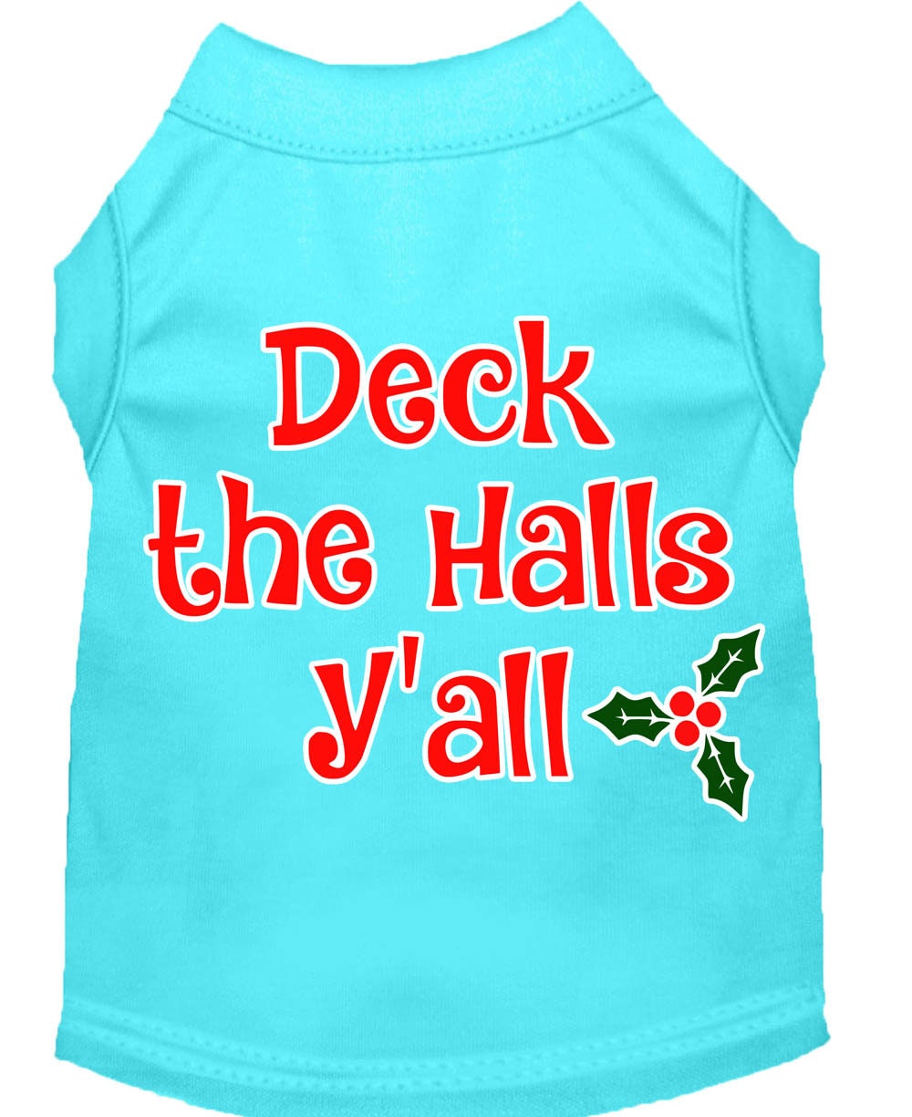 Christmas Pet Dog & Cat Shirt Screen Printed, "Deck The Halls, Y'all"