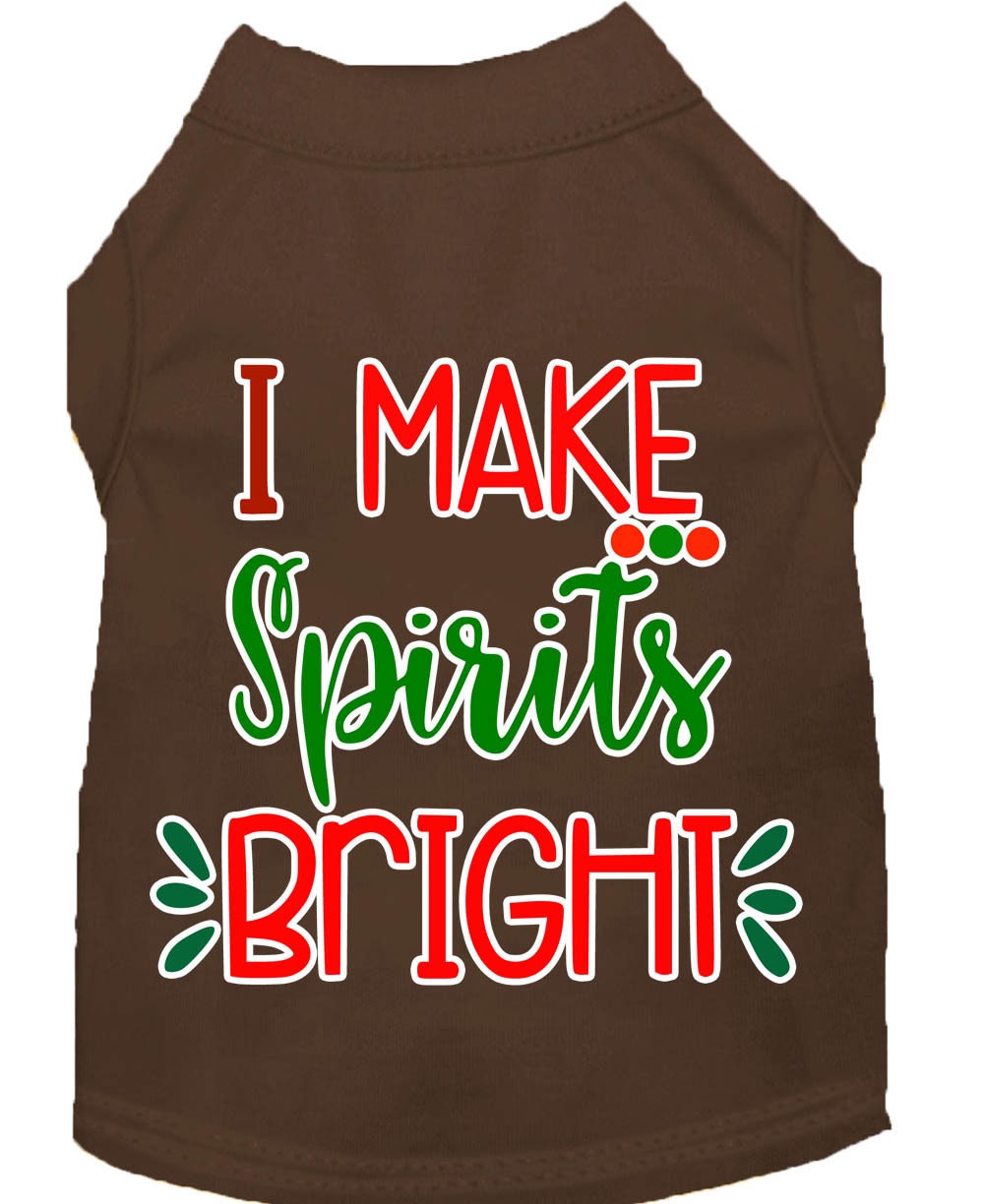 Camiseta navideña para perros y gatos con serigrafía "I Make Spirits Bright"