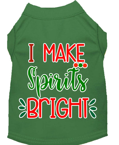 Camiseta navideña para perros y gatos con serigrafía "I Make Spirits Bright"