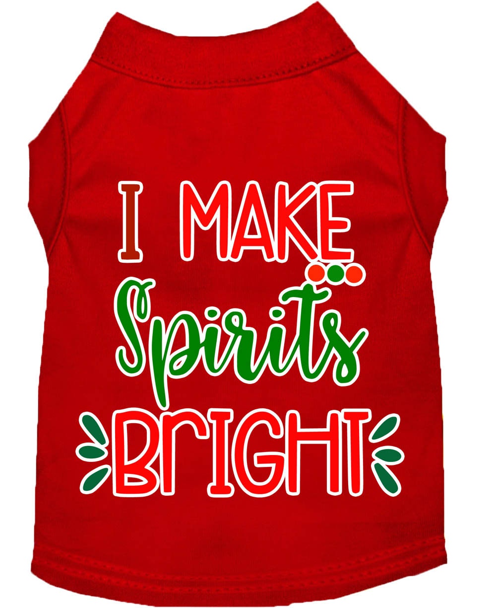 Camiseta navideña para perros y gatos con serigrafía "I Make Spirits Bright"