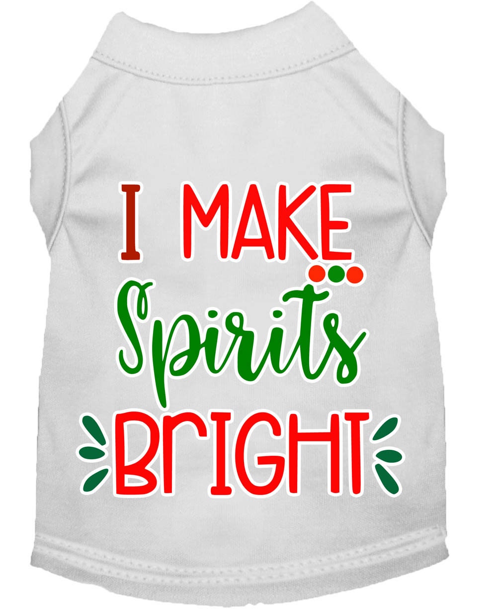 Camiseta navideña para perros y gatos con serigrafía "I Make Spirits Bright"