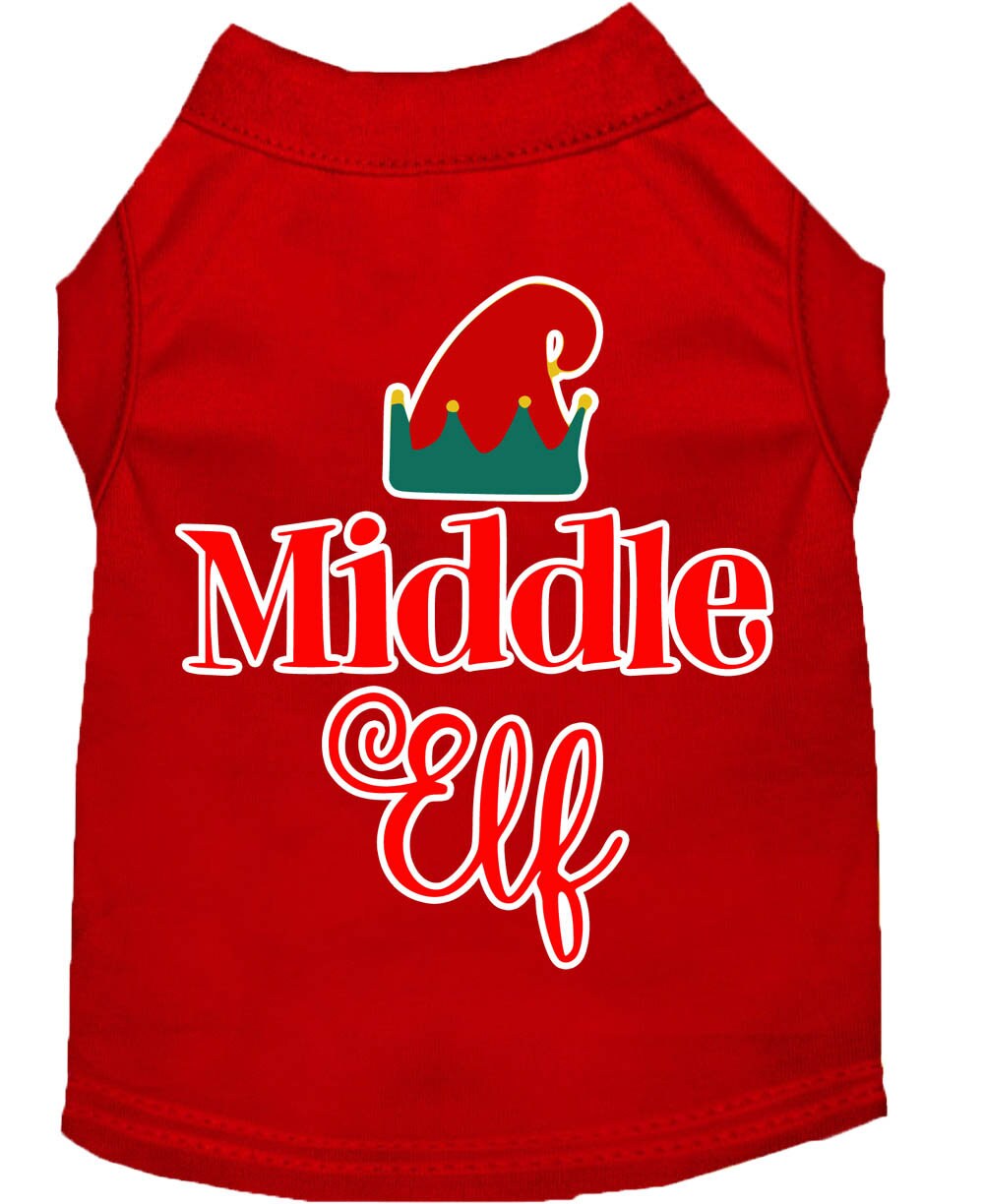 Christmas Pet Dog & Cat Shirt Screen Printed, "Middle Elf"