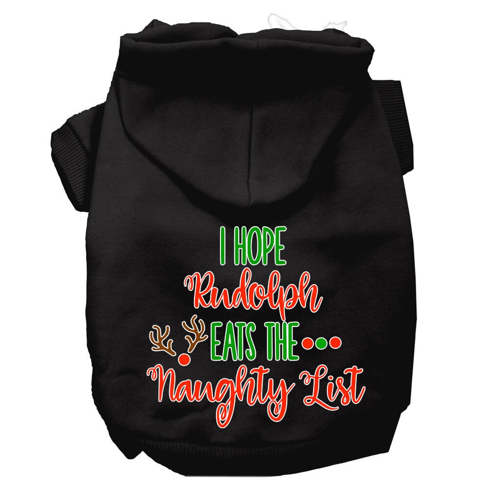 Christmas Pet Dog & Cat Hoodie Screen Printed, "I Hope Rudolph Eats The Naughty List"