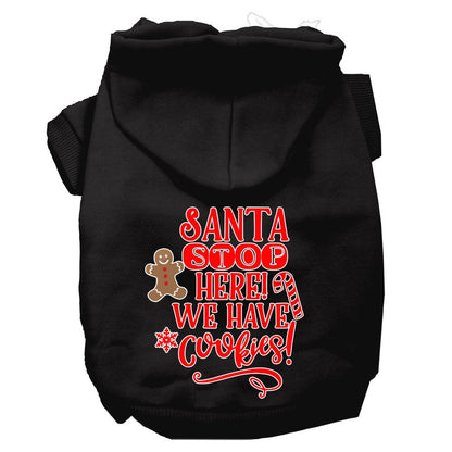 Christmas Pet Dog & Cat Hoodie Screen Printed, "Santa Stop Here, We Have Cookies"