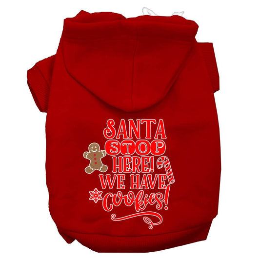 Christmas Pet Hoodie Screen Printed, "Santa Stop Here, We Have Cookies"