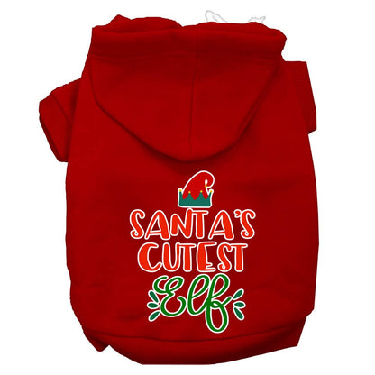 Christmas Pet Hoodie Screen Printed, "Santa's Cutest Elf"