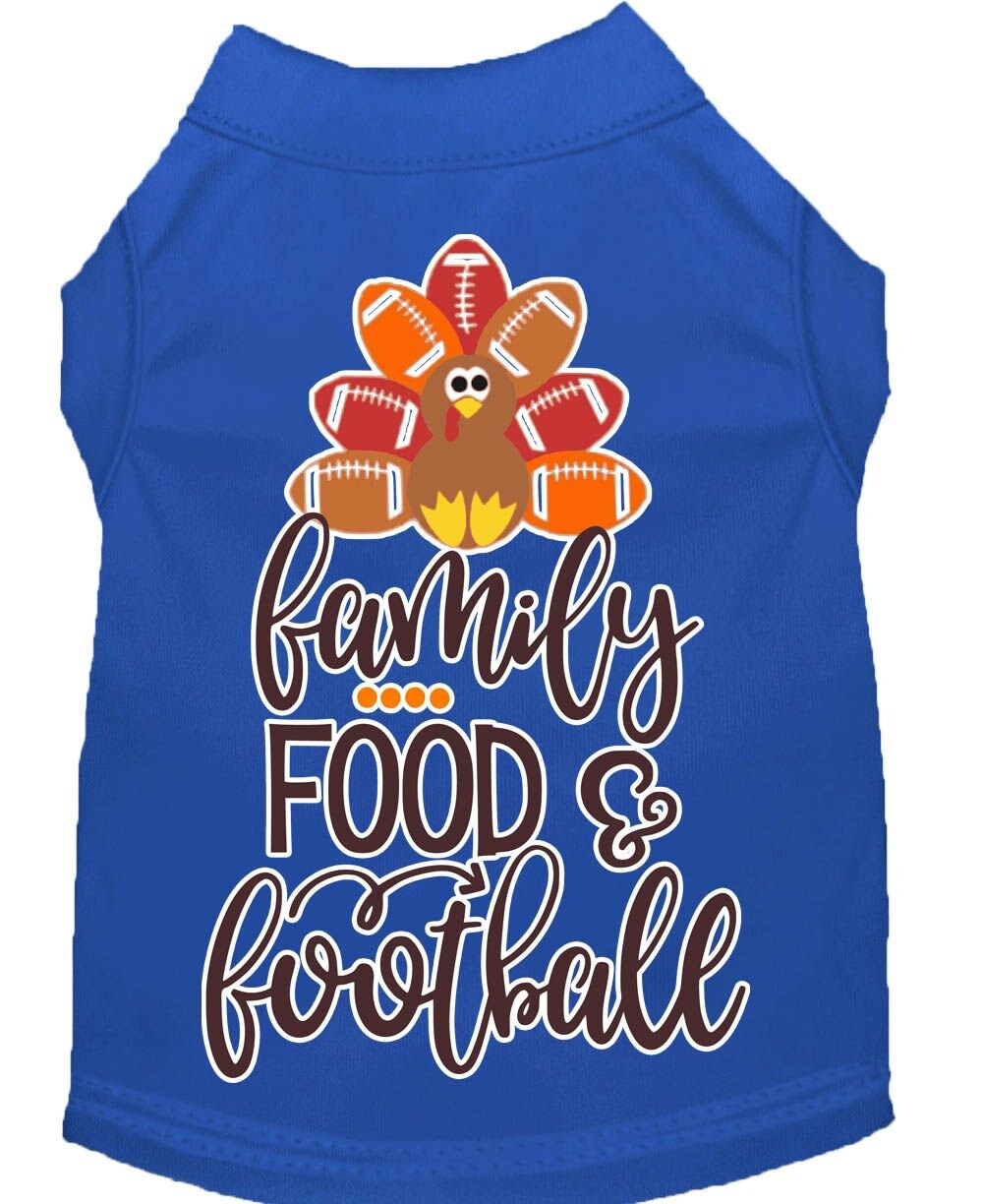 Camiseta para perros y gatos con serigrafía "Familia, comida y fútbol"