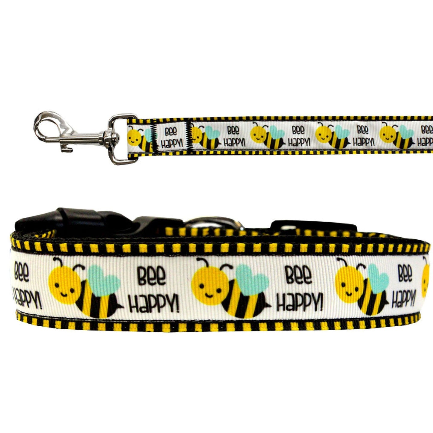 Collar o correa de nailon para perros y gatos, "Bee Happy"