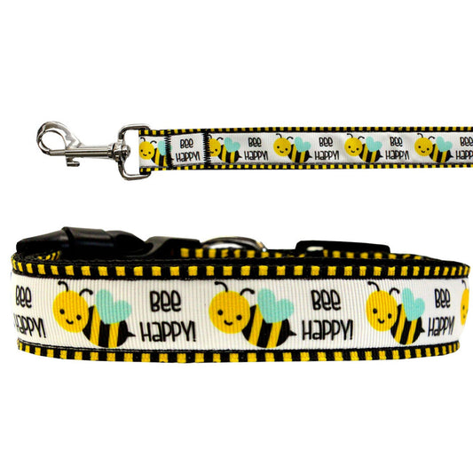 Collar o correa de nailon para perros y gatos, "Bee Happy"