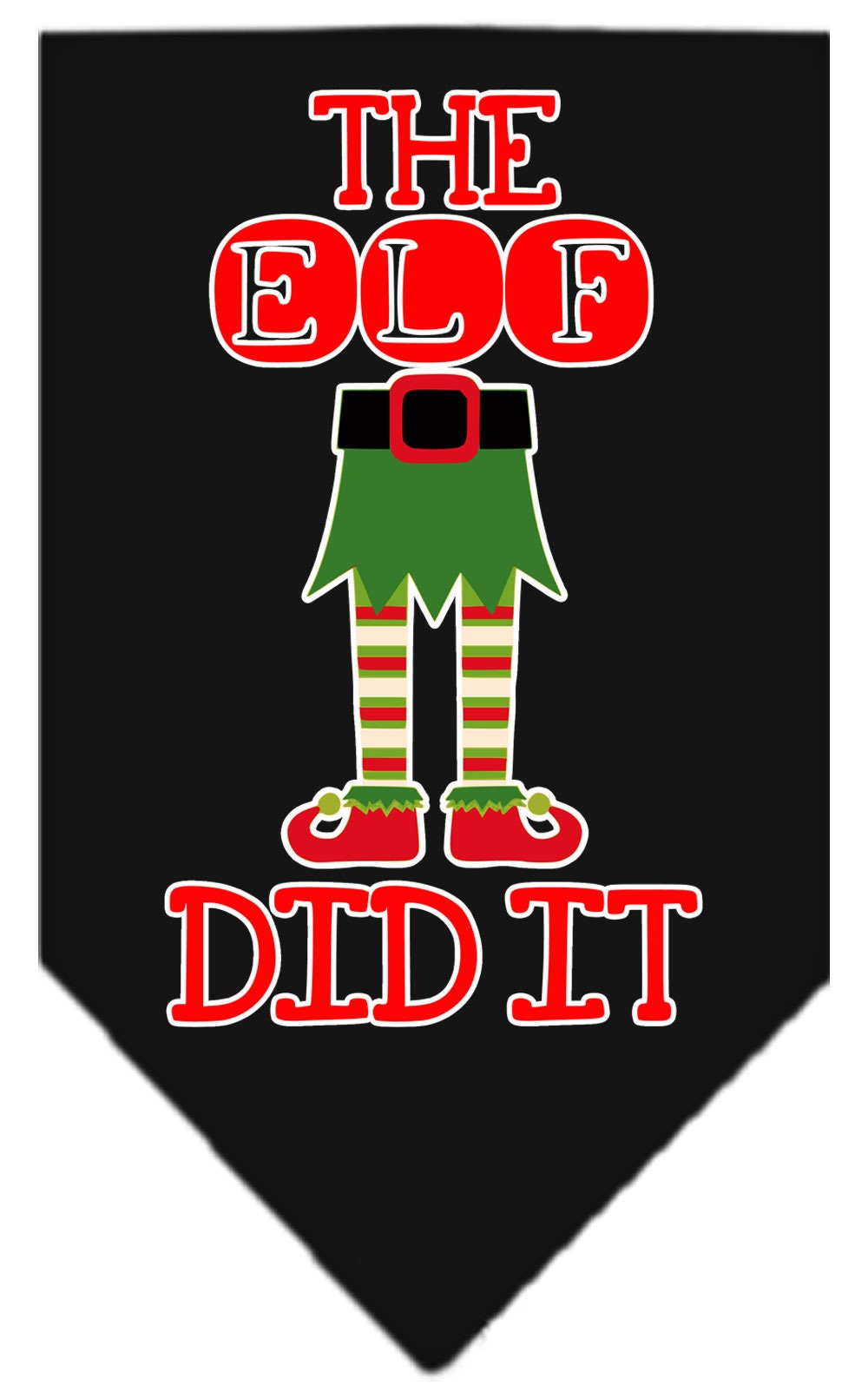 Christmas Pet and Dog Bandana Screen Printed, "The Elf Did It"