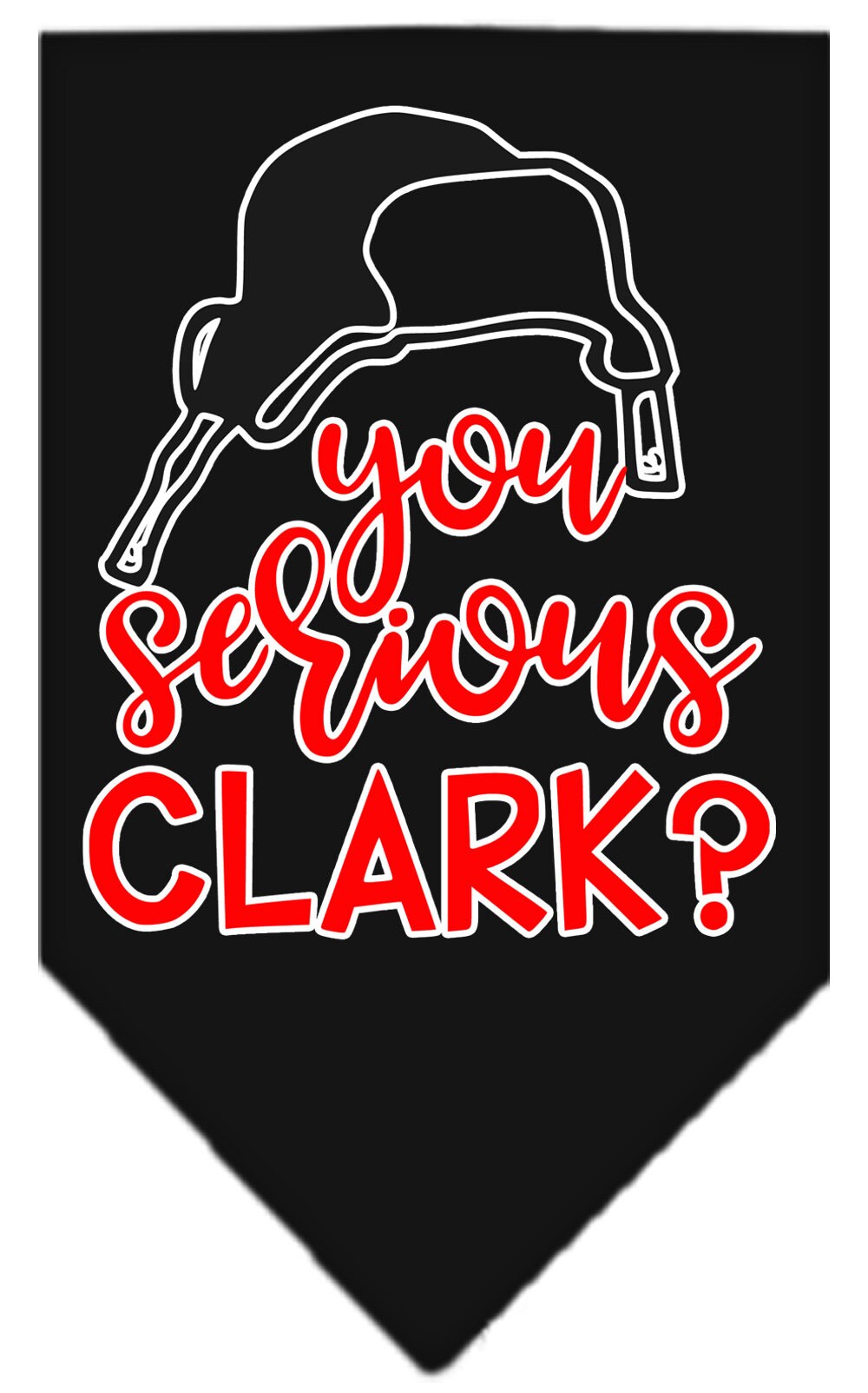 Bandana navideña para mascotas y perros serigrafiada con la frase "¿Hablas en serio, Clark?"